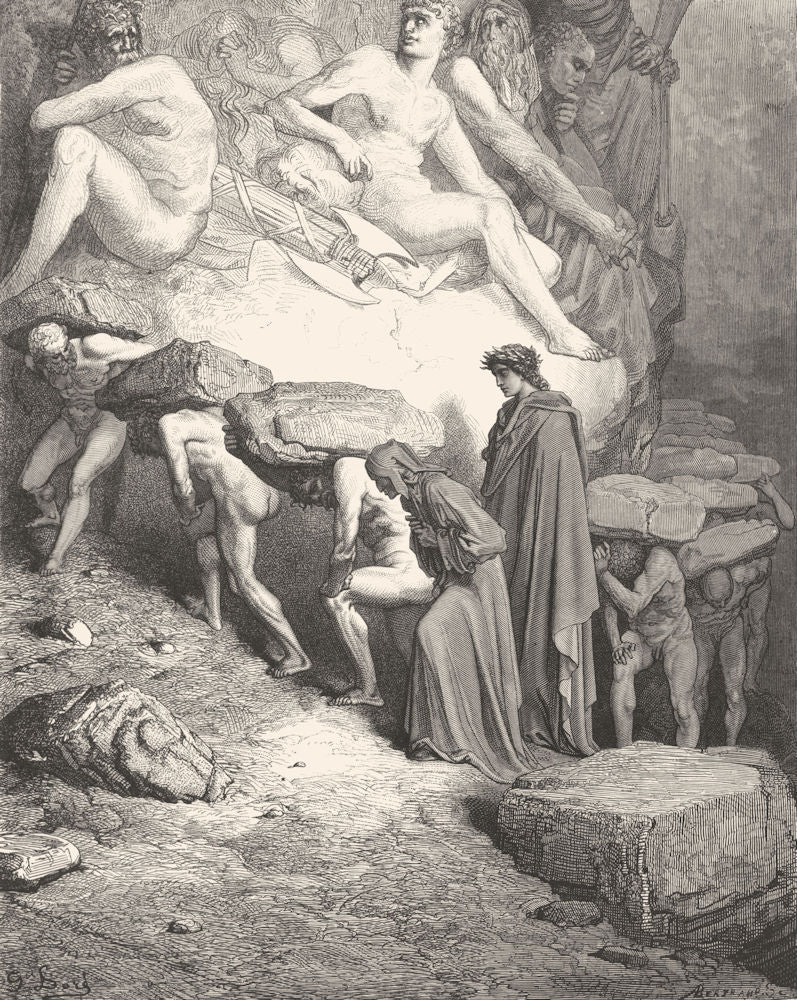 DANTE.Equal pace,Oxen Yoke,that laden spirit,Journey'd,long mild 1893 print